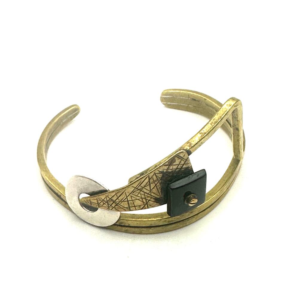 HALL MCFALL Steampunk Industrial Artsy Industrial Bracelet Cuff 90s Retro MCM